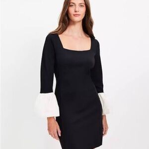 LOFT Flounce Cuff Pointe Square Neck Mini Dress